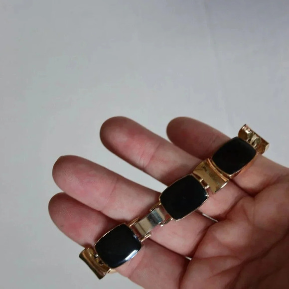 Goldtone and Black Enamel Bracelet - Picture 2 of 4